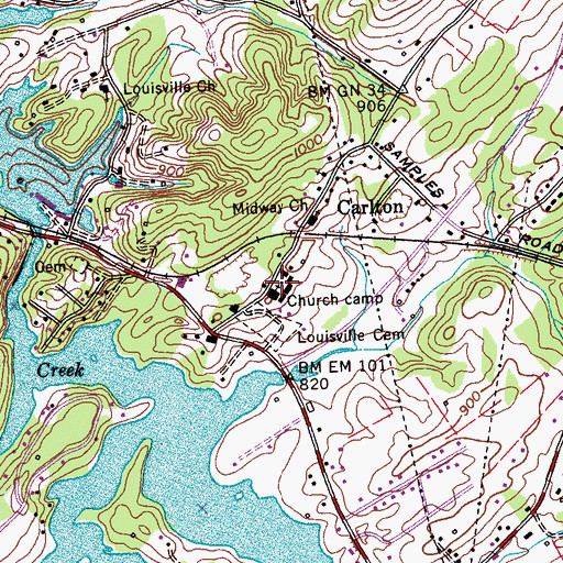 Topographic Map of Interdenominational Holiness Association Campground, TN