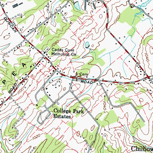 Topographic Map of Lutheran Cemetery, TN