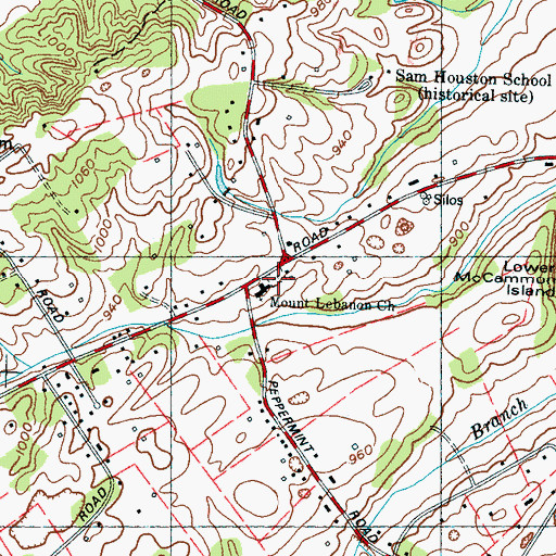 Topographic Map of Mount Lebanon Cemetery, TN