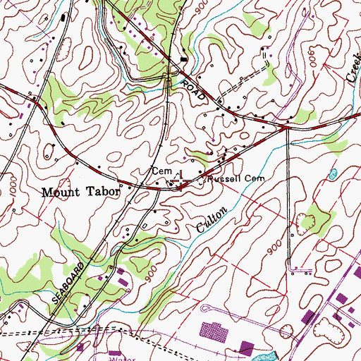 Topographic Map of Mount Tabor Cemetery, TN