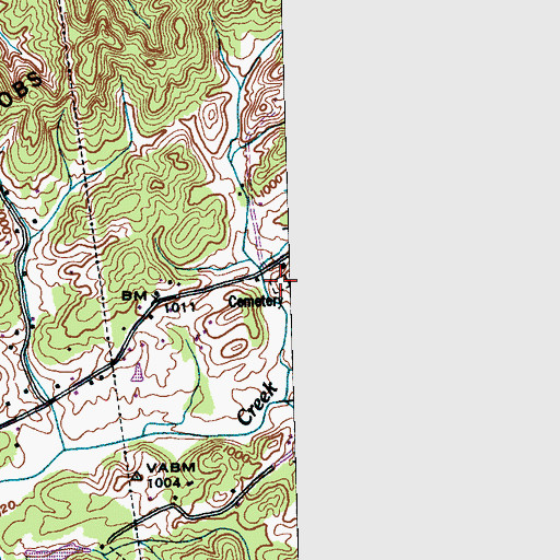 Topographic Map of Mountain View Cemetery, TN