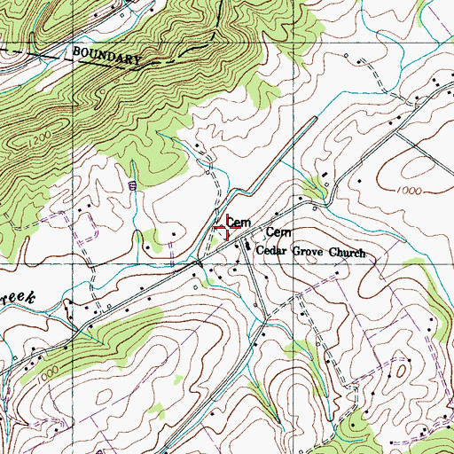Topographic Map of Nails Creek Cemetery, TN