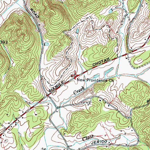 Topographic Map of New Providence Cemetery, TN