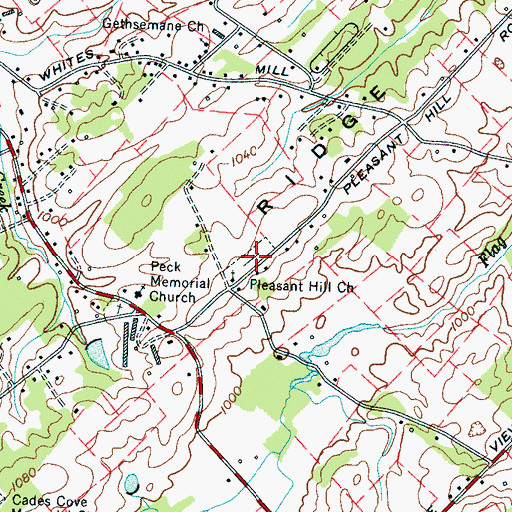 Topographic Map of Pleasant Hill Cemetery, TN