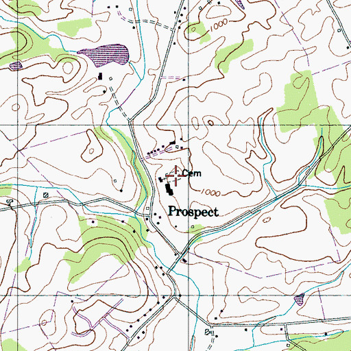 Topographic Map of Prospect Cemetery, TN