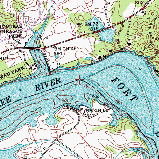 Topographic Map of Stony Point, TN