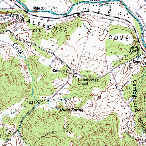 Topographic Map of Tuckaleechee Chapel Cemetery, TN