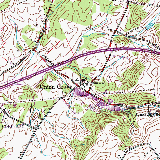 Topographic Map of Union Grove Cemetery, TN