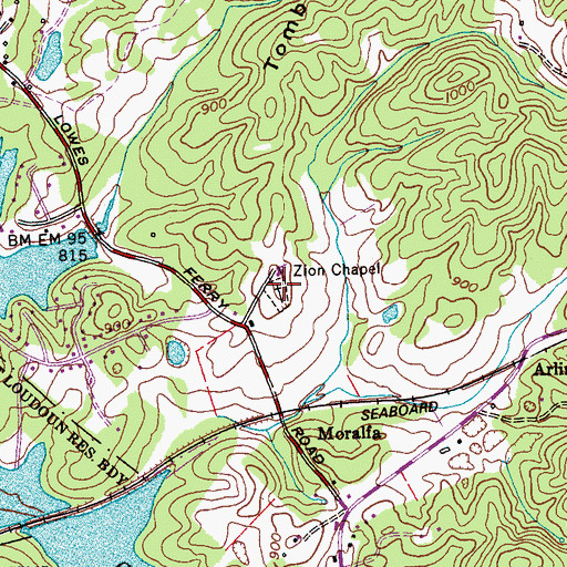Topographic Map of Zions Chapel Cemetery, TN