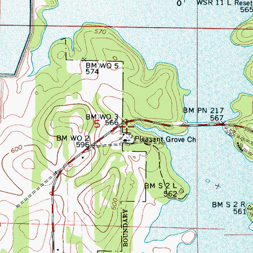 Topographic Map of Spring Creek School (historical), AL