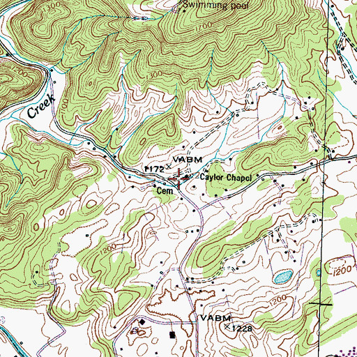 Topographic Map of Caylors Chapel Cemetery, TN