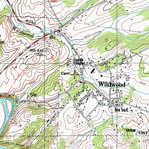 Topographic Map of Wildwood School (historical), TN