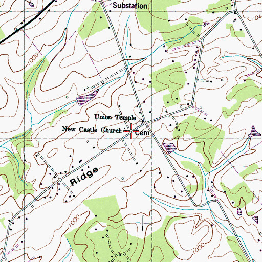 Topographic Map of Mountcastle Methodist Church (historical), TN