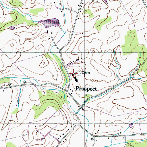 Topographic Map of Prospect Baptist Church, TN