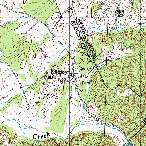 Topographic Map of Ellejoy Baptist Church, TN