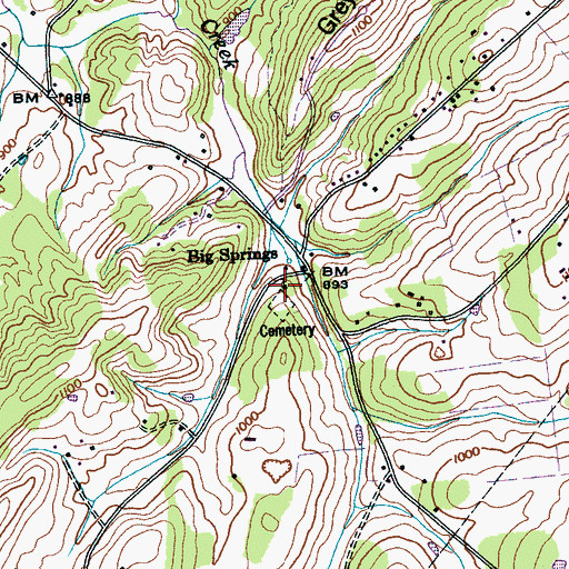 Topographic Map of Big Springs Presbyterian Church, TN