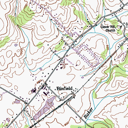 Topographic Map of Binfield Methodist Church, TN