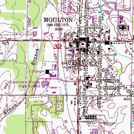 Topographic Map of Town Spring, AL