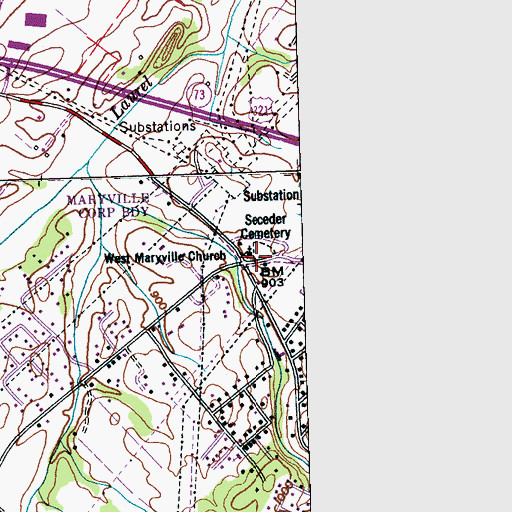 Topographic Map of Pistol Creek Presbyterian Church (historical), TN