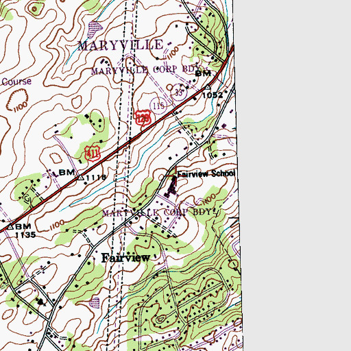 Topographic Map of Oakview Cumberland Presbyterian Church (historical), TN