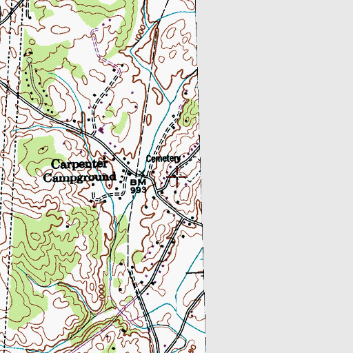 Topographic Map of Carpenters Campground Methodist Church, TN