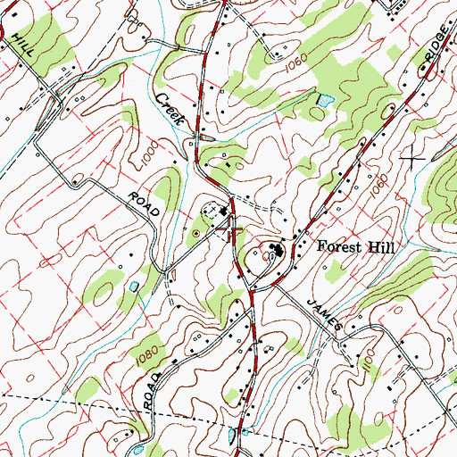 Topographic Map of Forest Hill Cemetery, TN