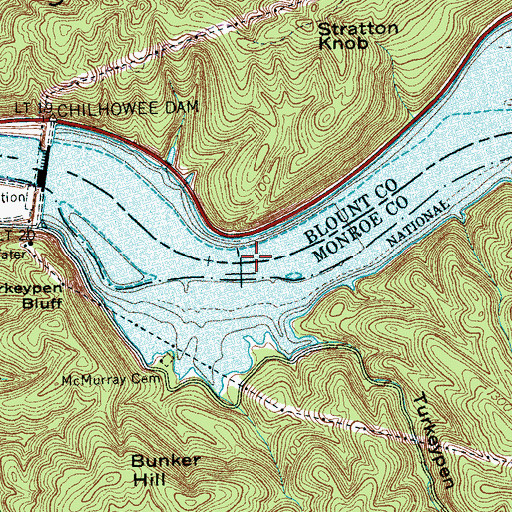Topographic Map of Stratton Shoals, TN