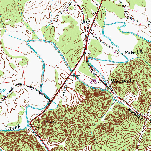 Topographic Map of Wellsville Mill (historical), TN