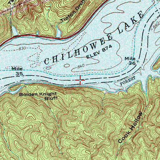 Topographic Map of McMurray Shoals, TN
