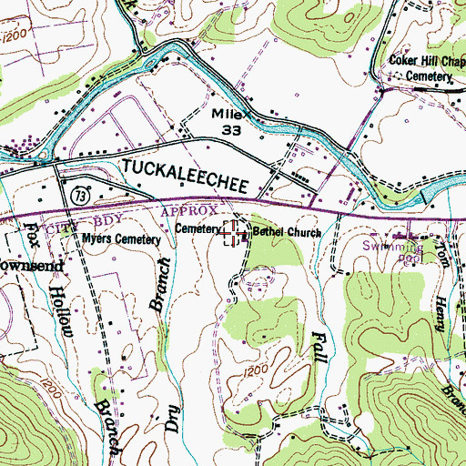 Topographic Map of Bethel Cemetery, TN