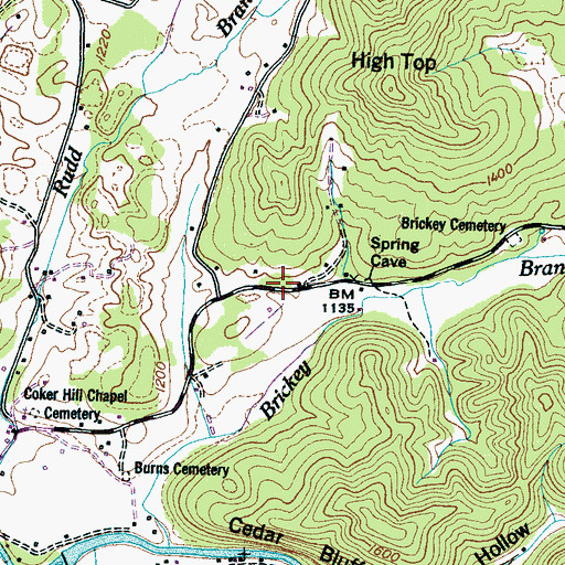 Topographic Map of Coker Hill School (historical), TN