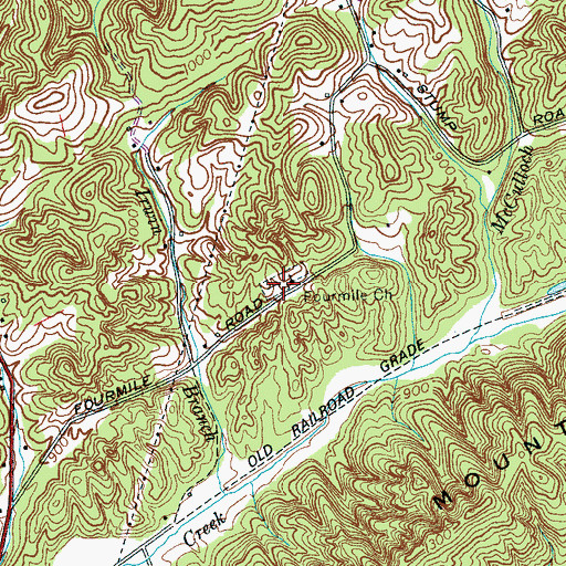 Topographic Map of Four Mile Cemetery, TN