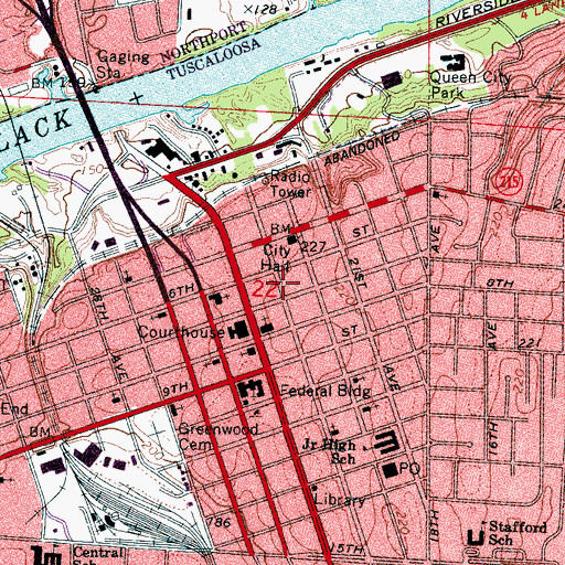 Topographic Map of Beacon Light Baptist Church, AL