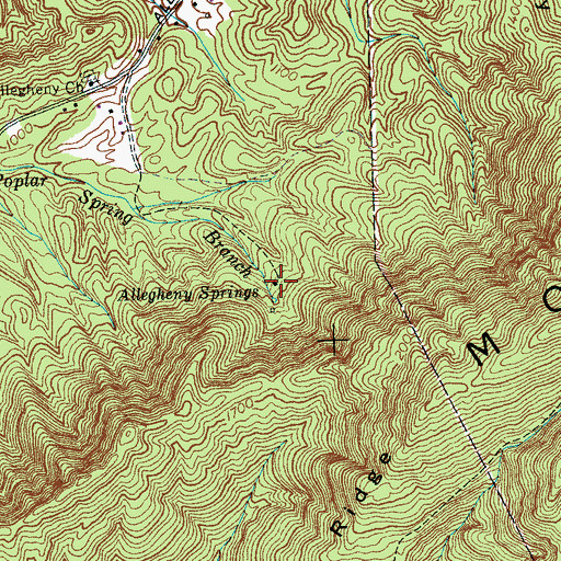 Topographic Map of Allegheny Springs (historical), TN