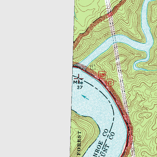 Topographic Map of Abrams Creek Shoals, TN