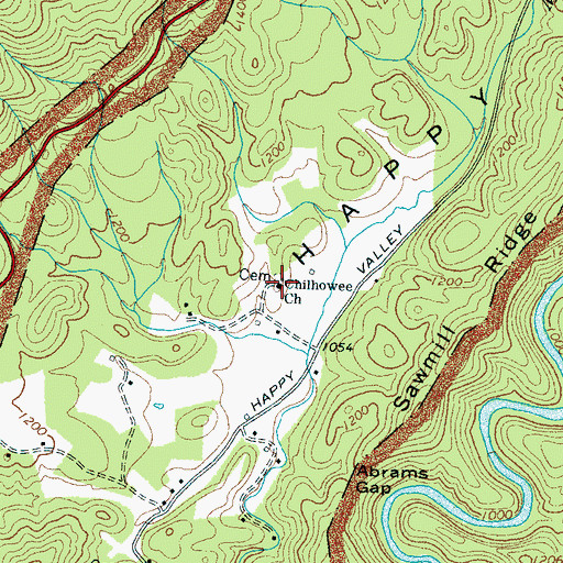 Topographic Map of Chilhowee Cemetery, TN
