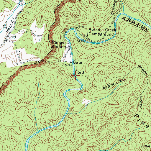 Topographic Map of Gourley Ford, TN