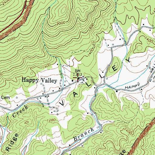 Topographic Map of Happy Valley Missionary Baptist Church, TN
