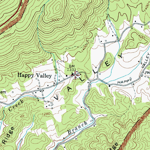 Topographic Map of Happy Valley Cemetery, TN