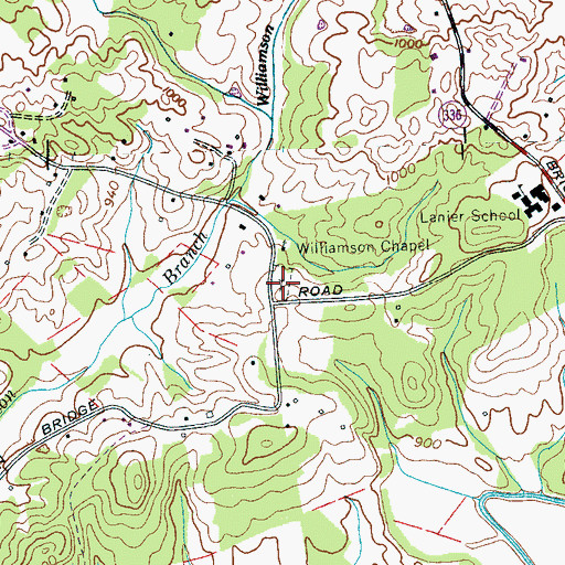 Topographic Map of Williamsons Chapel Cemetery, TN