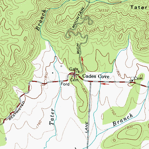 Topographic Map of Cades Cove Missionary Baptist Church, TN