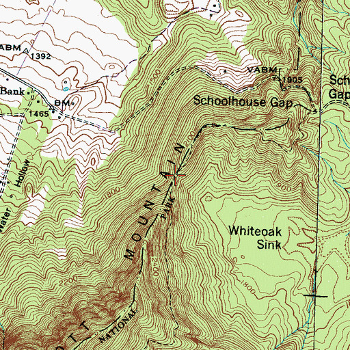 Topographic Map of Scott Gap, TN
