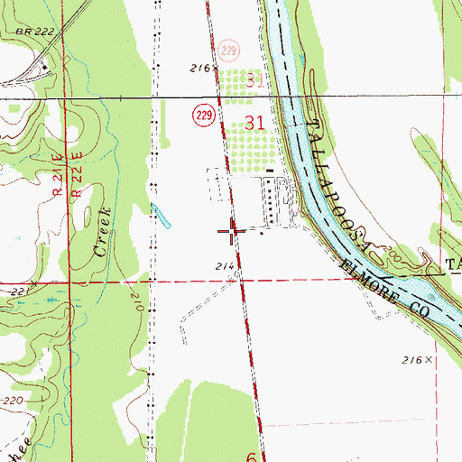 Topographic Map of Tuckabatchie (historical), AL