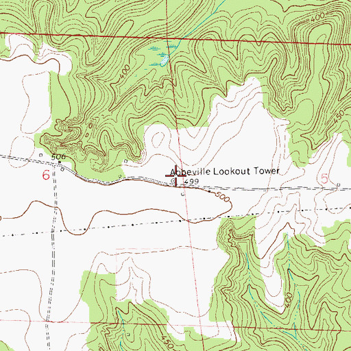 Topographic Map of Abbeville Lookout Tower, AL