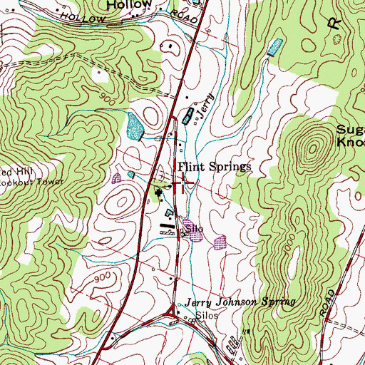 Topographic Map of Flint Springs Academy (historical), TN