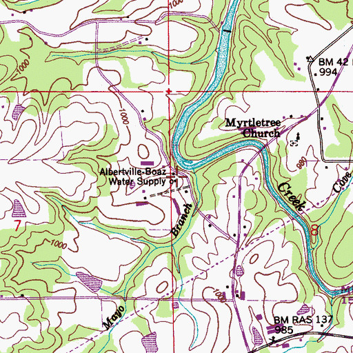Topographic Map of Albertville-Boaz Water Supply, AL