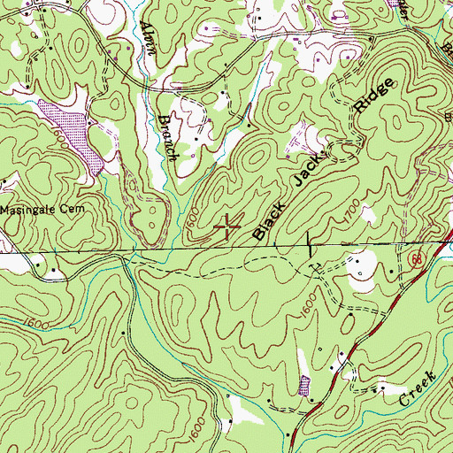 Topographic Map of Blackjack Ridge Mine, TN