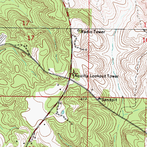 Topographic Map of Aquilla Lookout Tower, AL