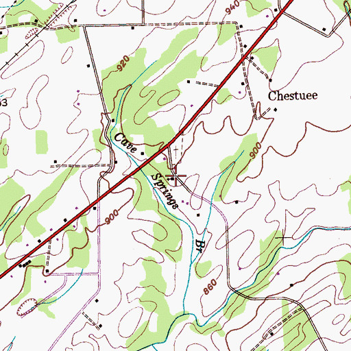 Topographic Map of Chestua Baptist Church, TN