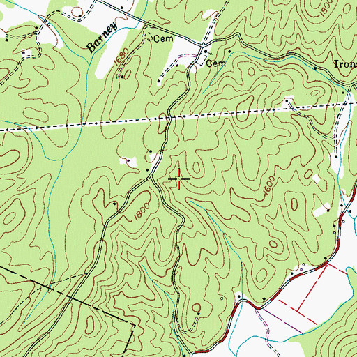 Topographic Map of Duckett Ridge Mine, TN